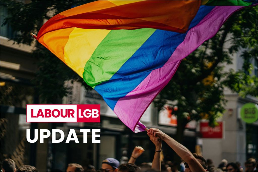 people holding a rainbow flag on a march