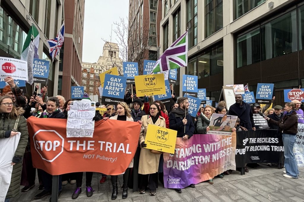 Gay teens aren't sick - demonstration to stop the puberty blocker trial
