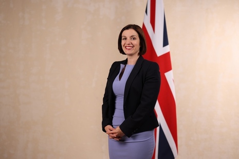 Photo of Bridget Phillipson MP in front of the Union Flag to accompany letter urging her to implement EHRC guidance